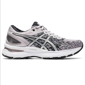 ASICS women’s gel nimbus 22 knit light purple and silver running shoes